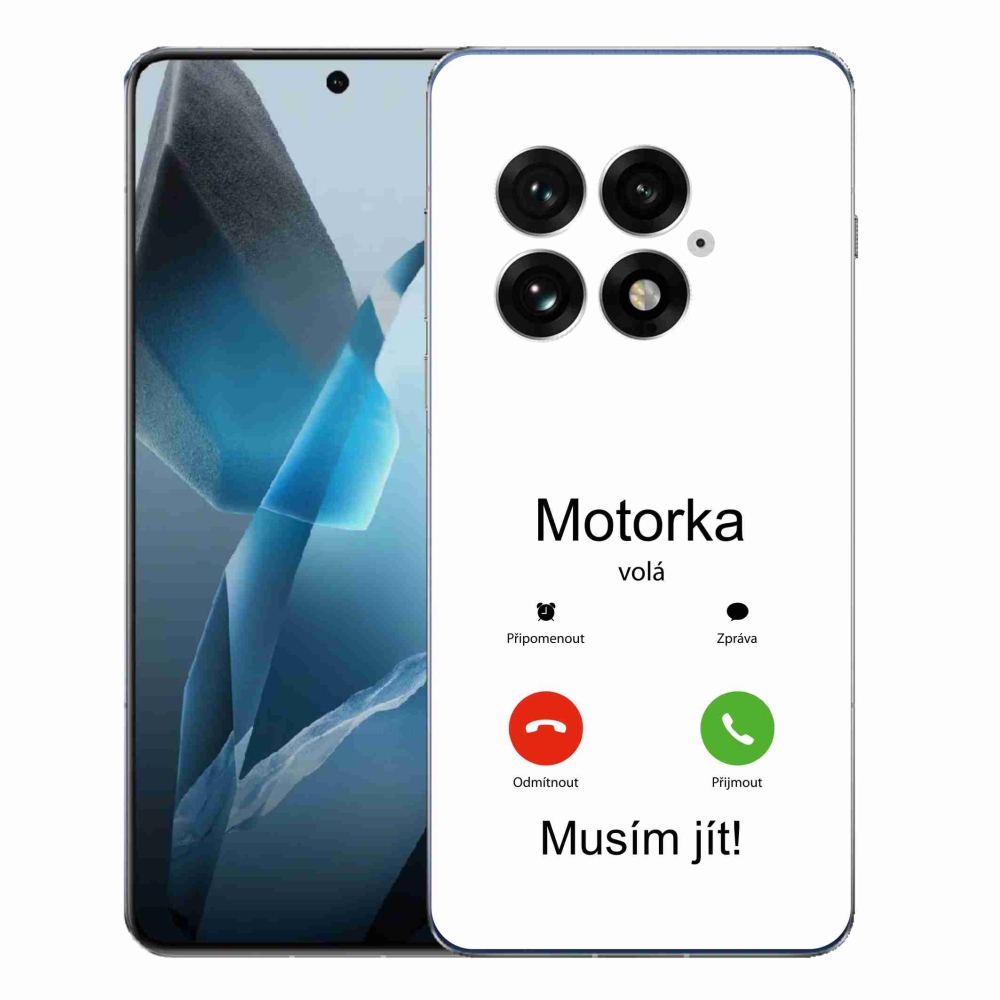 Gelový kryt mmCase na One Plus 13 - motorka volá bílé pozadí