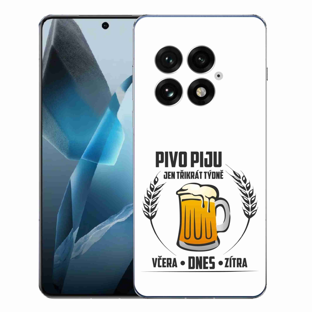 Gelový kryt mmCase na One Plus 13 - pivní motiv bílé pozadí