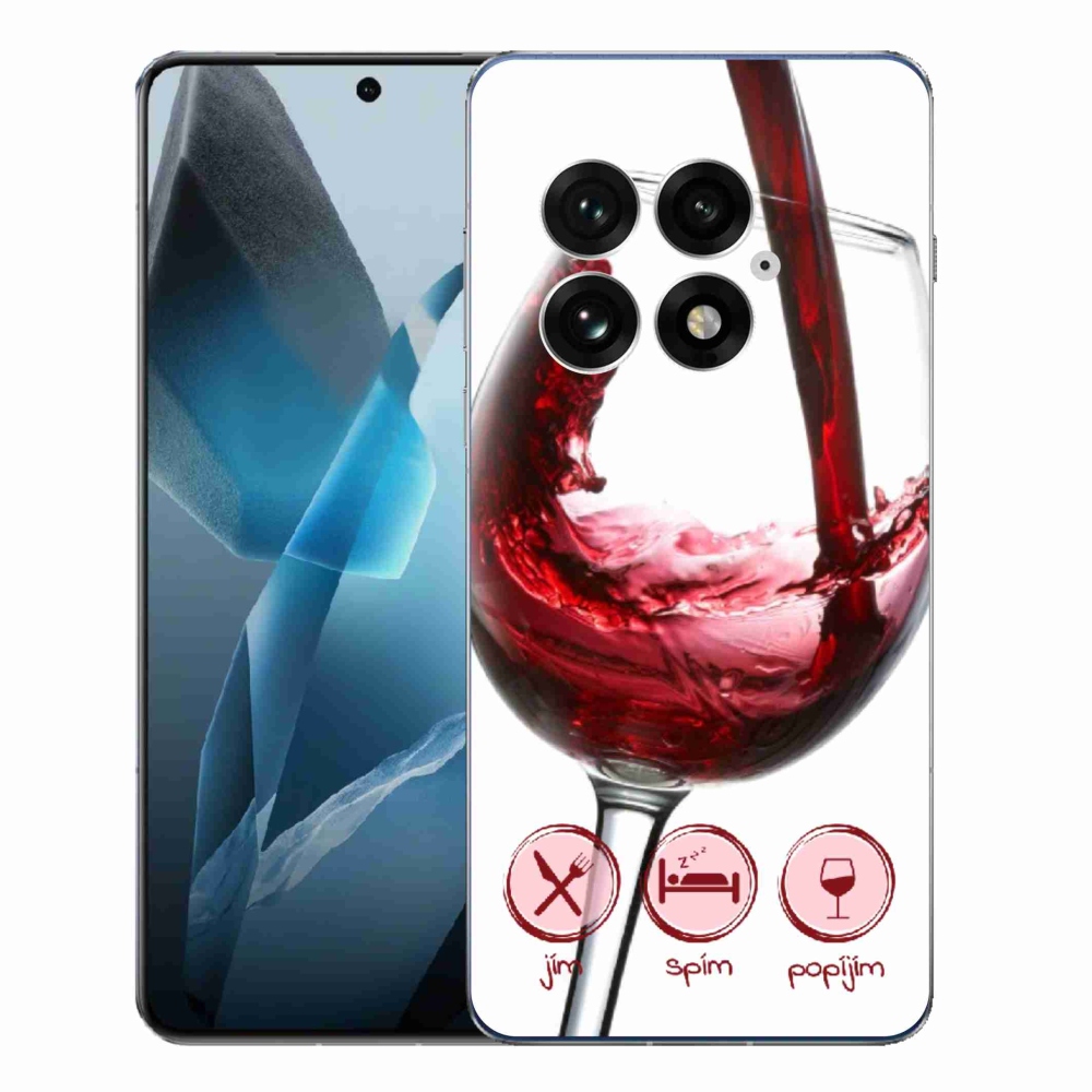 Gelový kryt mmCase na One Plus 13 - sklenička vína červené