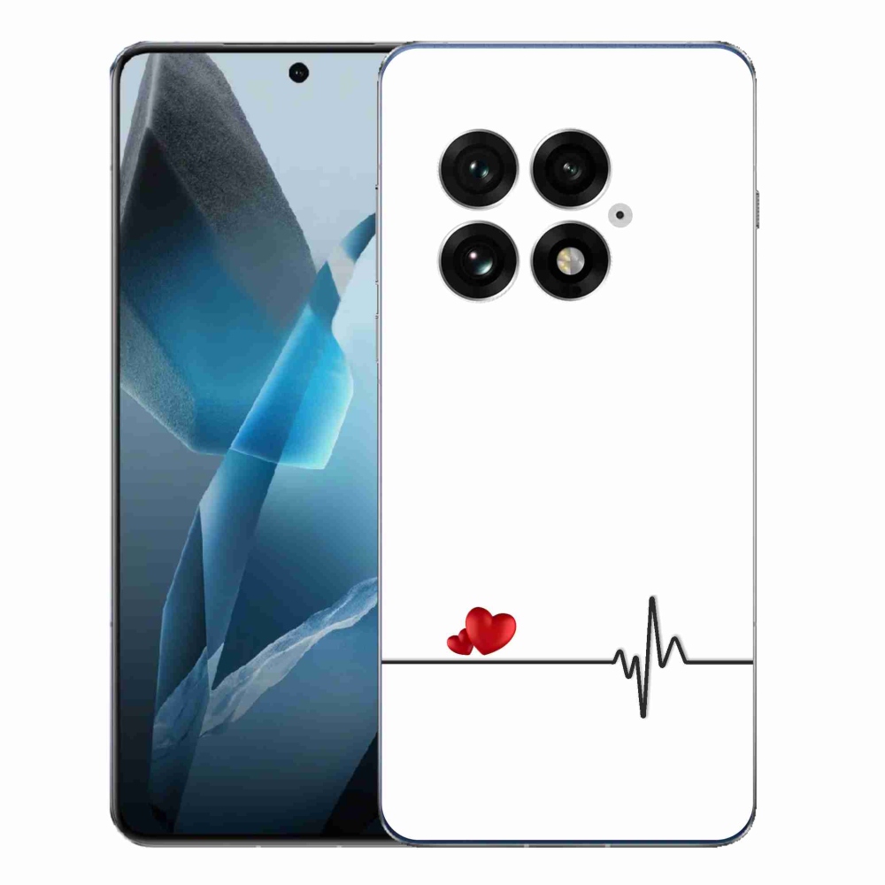 Gelový kryt mmCase na One Plus 13 - srdce a tep bílé pozadí