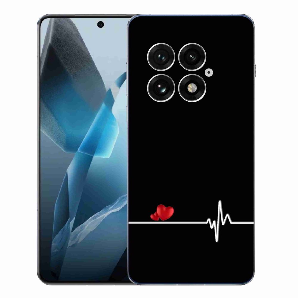 Gelový kryt mmCase na One Plus 13 - srdce a tep černé pozadí