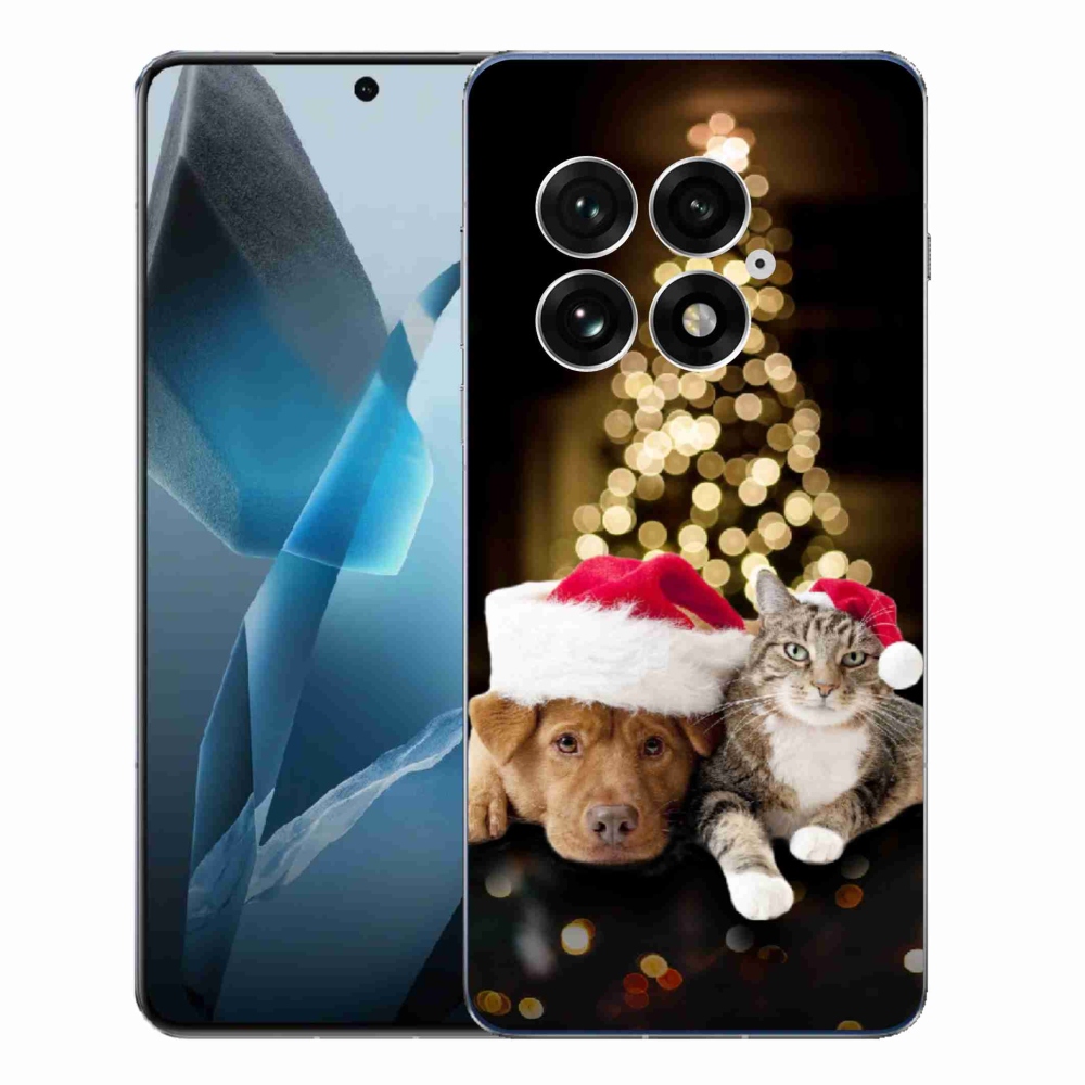 Gelový kryt mmCase na One Plus 13 - vánoční pes a kočka