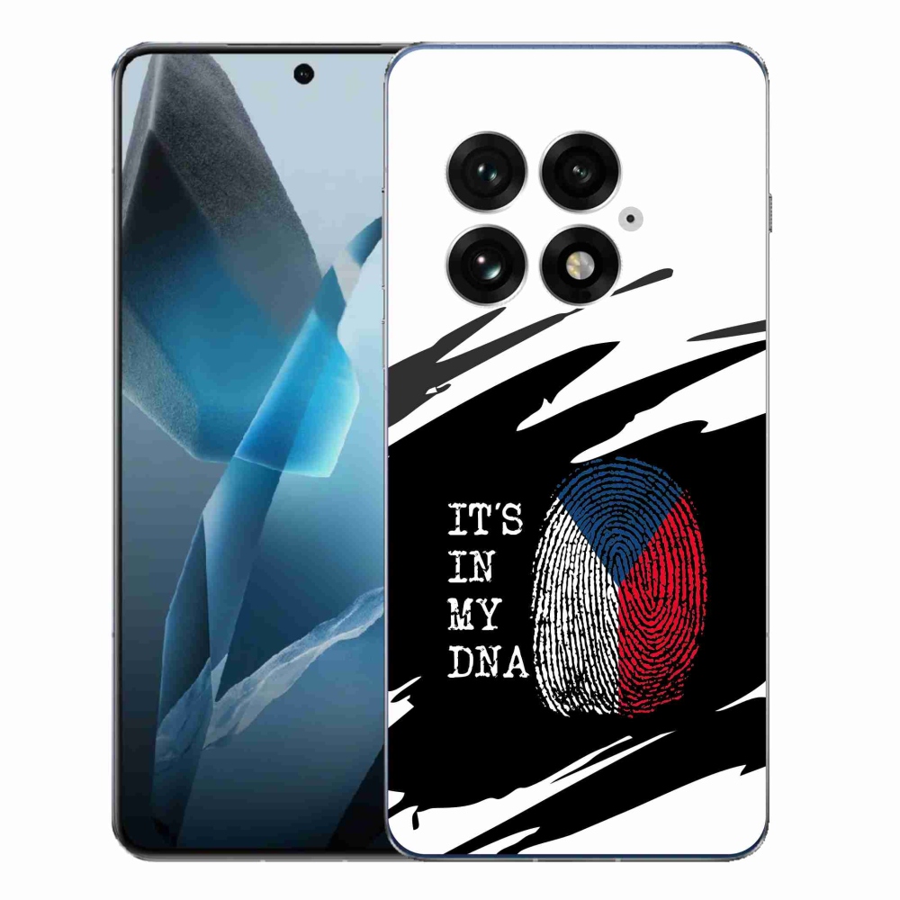 Gelový kryt mmCase na One Plus 13 - vlajka otisk prstu černobílé pozadí
