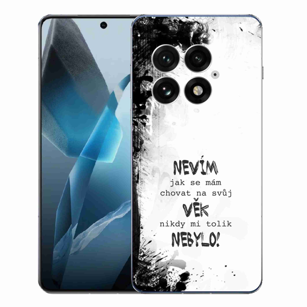 Gelový kryt mmCase na One Plus 13 - vtipný text 14 bílé pozadí