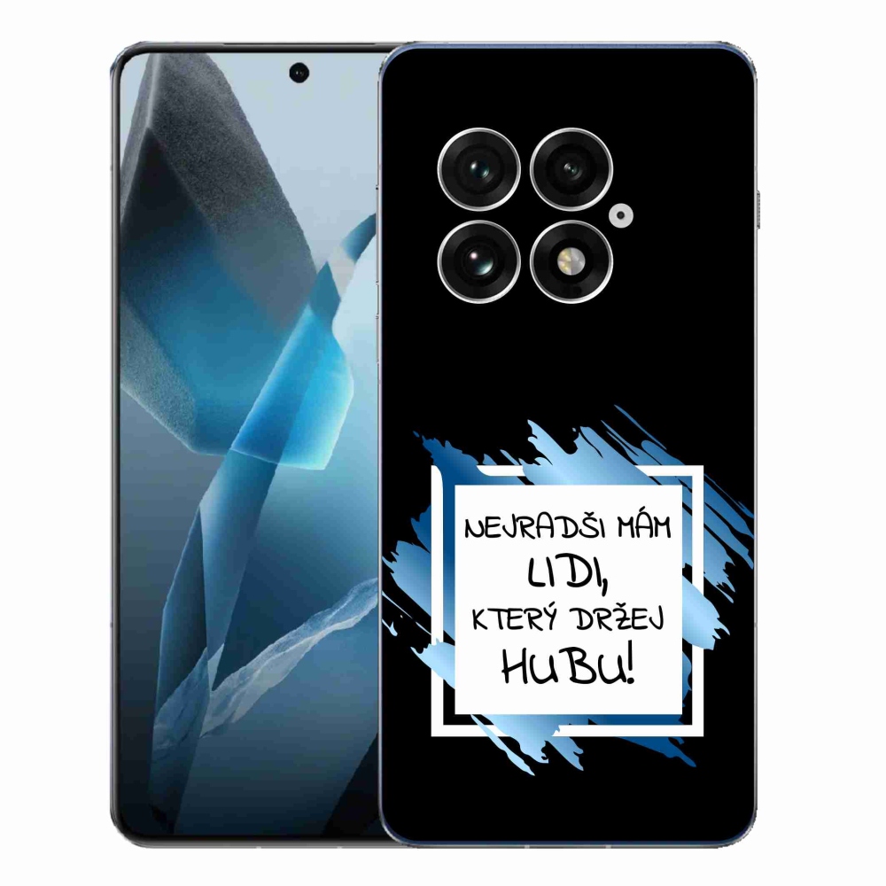 Gelový kryt mmCase na One Plus 13 - vtipný text 7 bíločerné pozadí