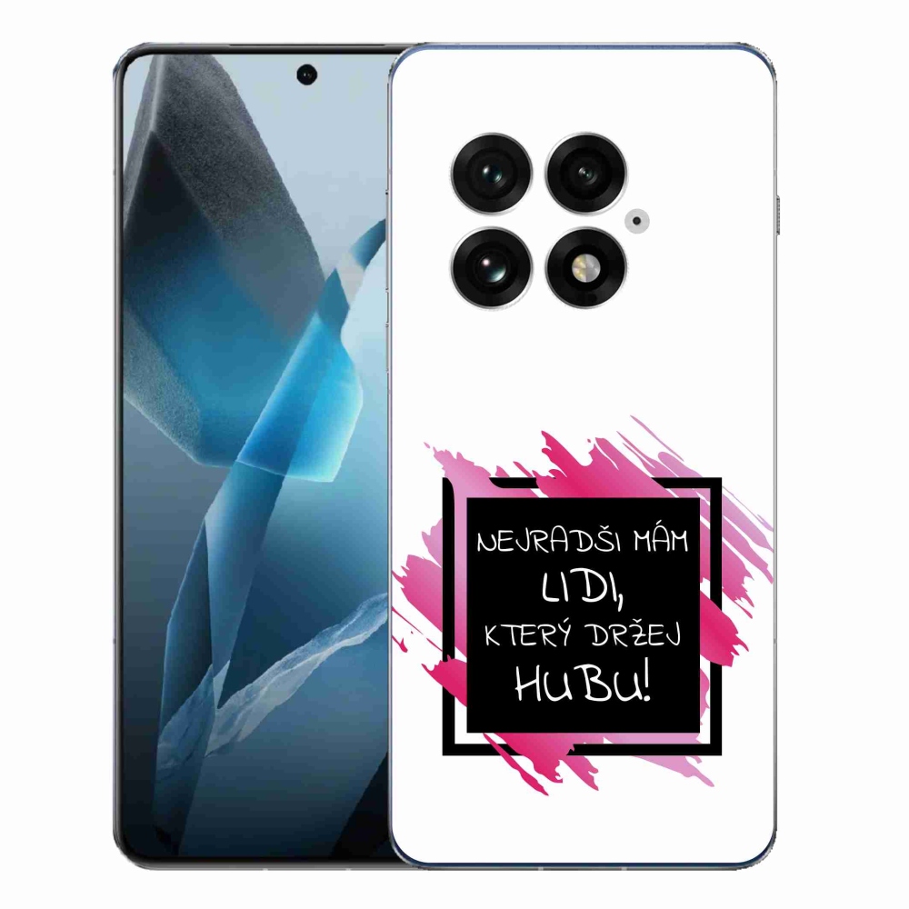 Gelový kryt mmCase na One Plus 13 - vtipný text 7 černobílé pozadí