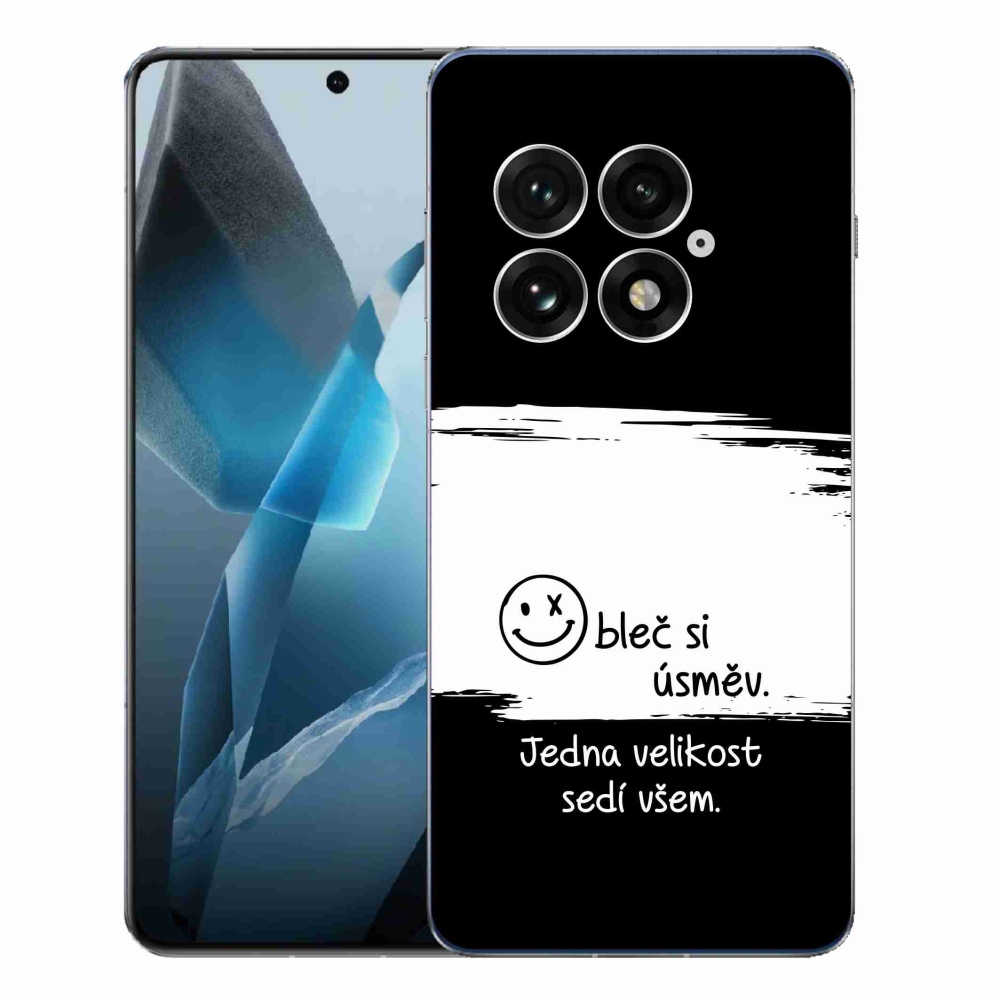 Gelový kryt mmCase na One Plus 13 - vtipný text 8 bíločerné pozadí