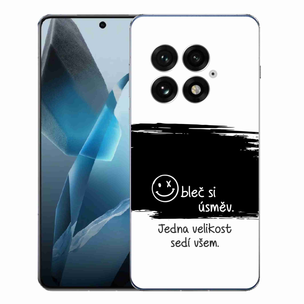 Gelový kryt mmCase na One Plus 13 - vtipný text 8 černobílé pozadí