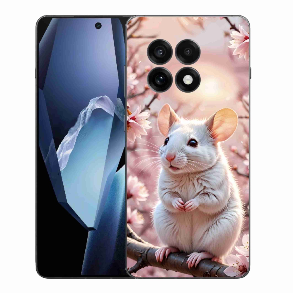Gelový kryt mmCase na One Plus 13R - bílá myš na větvi