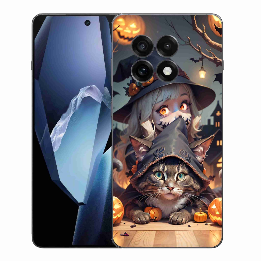 Gelový kryt mmCase na One Plus 13R - čarodějnice s kočkou