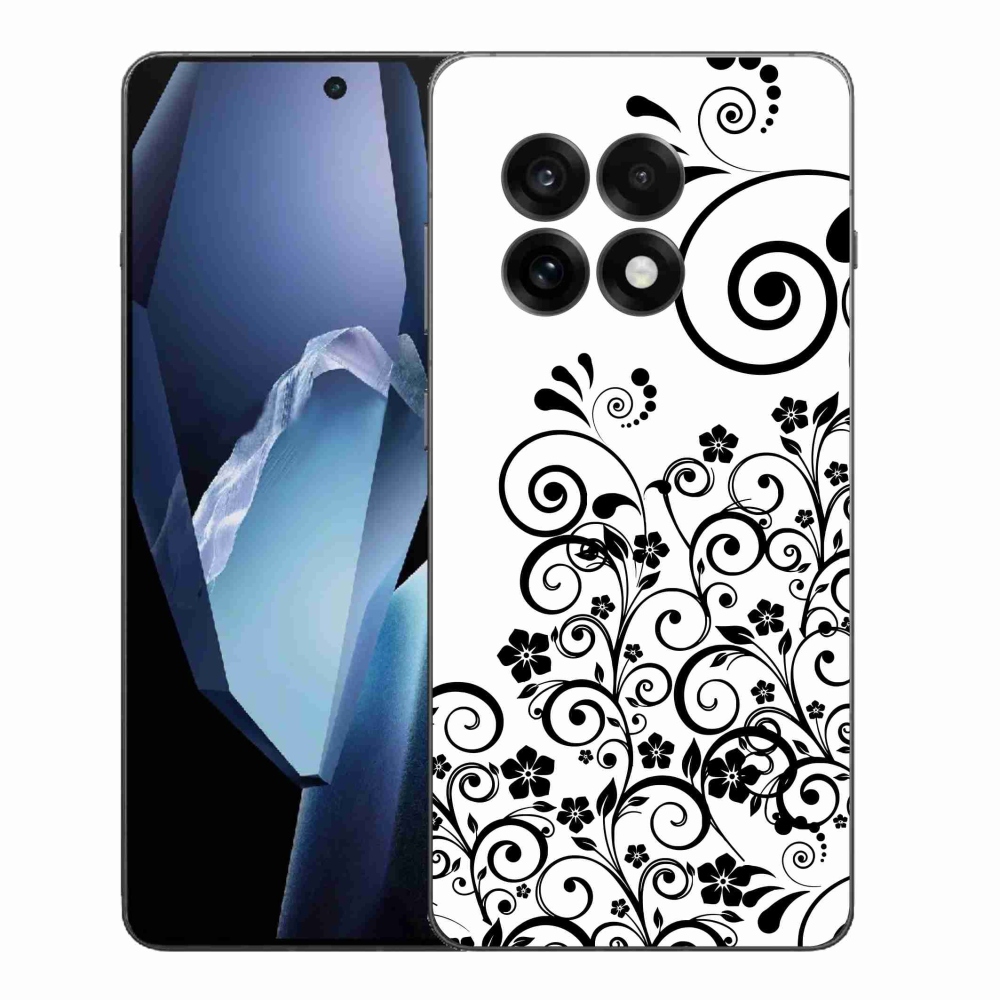 Gelový kryt mmCase na One Plus 13R - černobílé květinové vzory