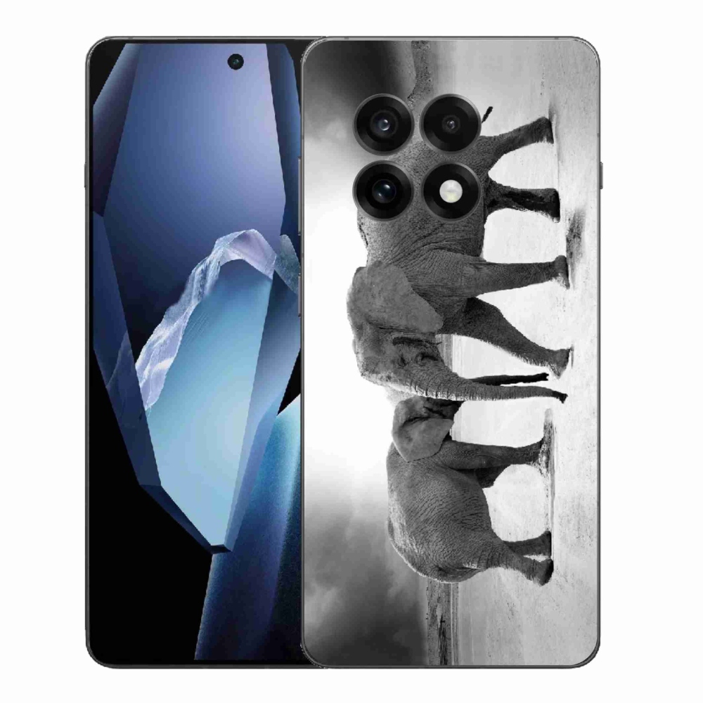 Gelový kryt mmCase na One Plus 13R - černobílí sloni