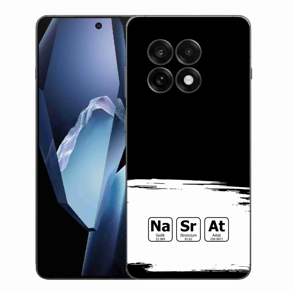 Gelový kryt mmCase na One Plus 13R - chemické prvky bíločerné pozadí