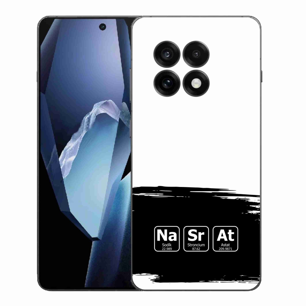 Gelový kryt mmCase na One Plus 13R - chemické prvky černobílé pozadí