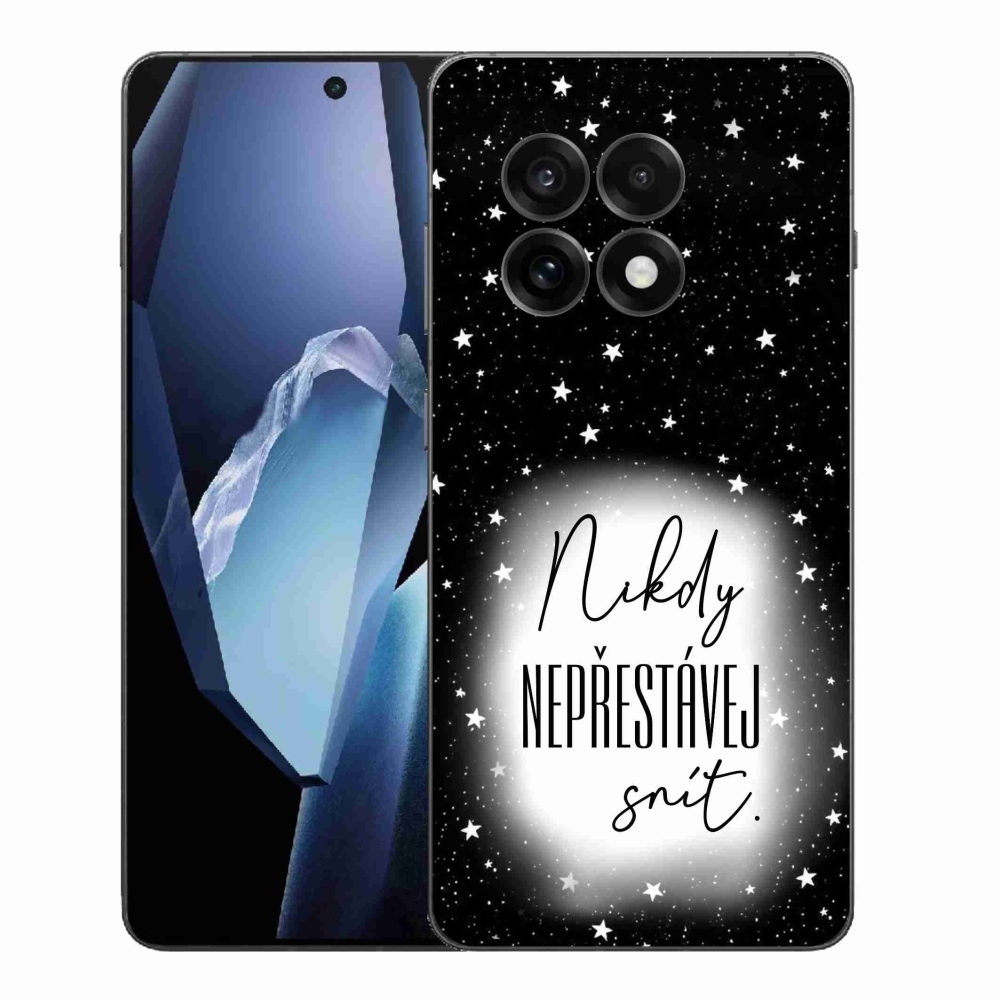 Gelový kryt mmCase na One Plus 13R - citát 1 bíločerné pozadí