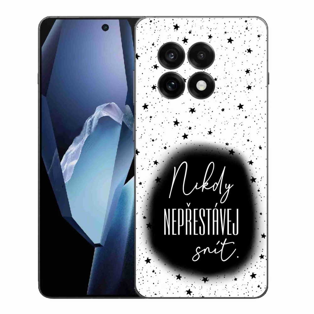 Gelový kryt mmCase na One Plus 13R - citát 1 černobílé pozadí