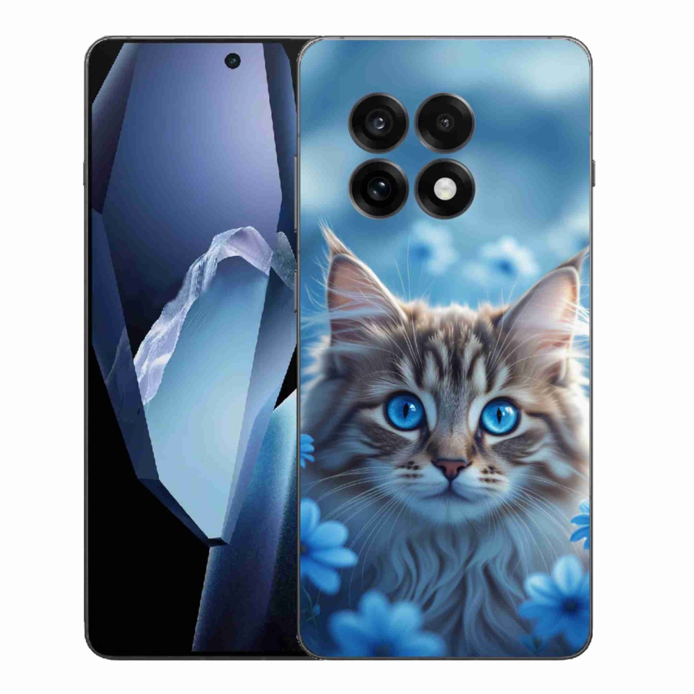 Gelový kryt mmCase na One Plus 13R - koťátko v modrých květech