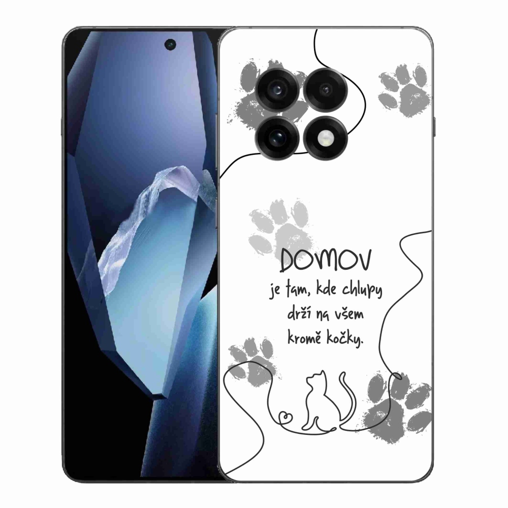 Gelový kryt mmCase na One Plus 13R - kočičí motiv bílé pozadí