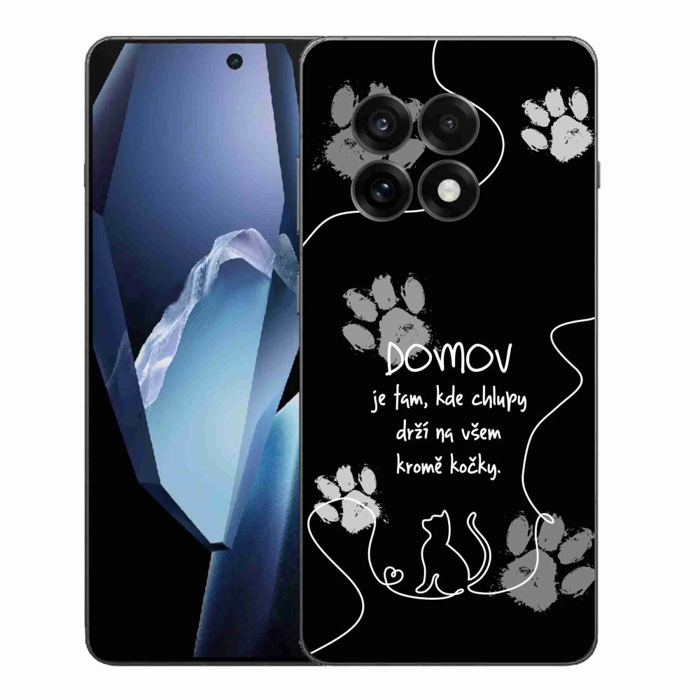 Gelový kryt mmCase na One Plus 13R - kočičí motiv černé pozadí