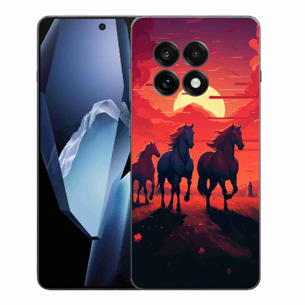 Gelový kryt mmCase na One Plus 13R - koně a západ slunce