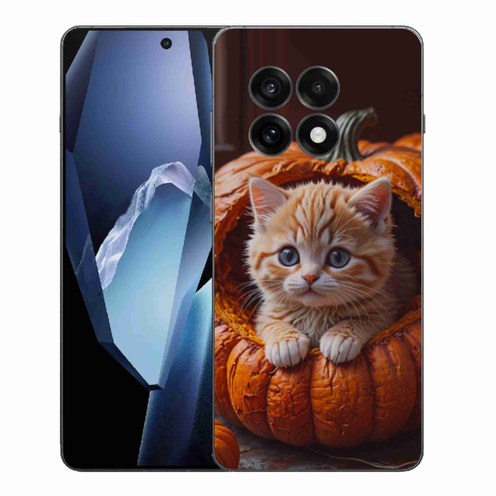 Gelový kryt mmCase na One Plus 13R - kotě a dýně 2