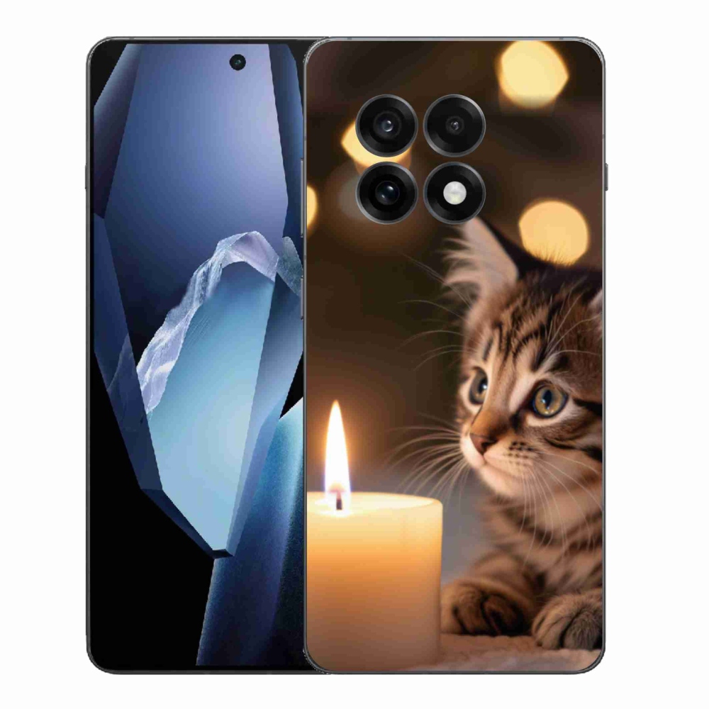 Gelový kryt mmCase na One Plus 13R - kotě a svíčka