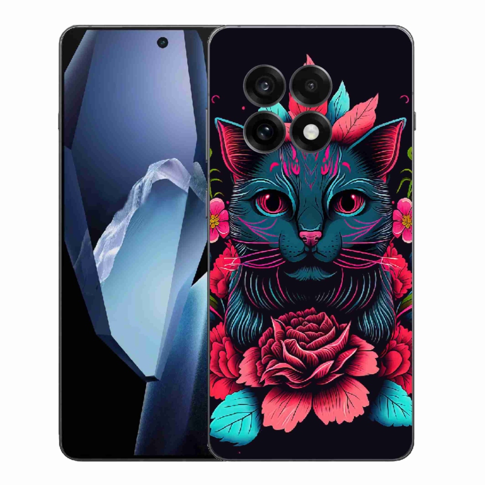 Gelový kryt mmCase na One Plus 13R - květiny a kočka