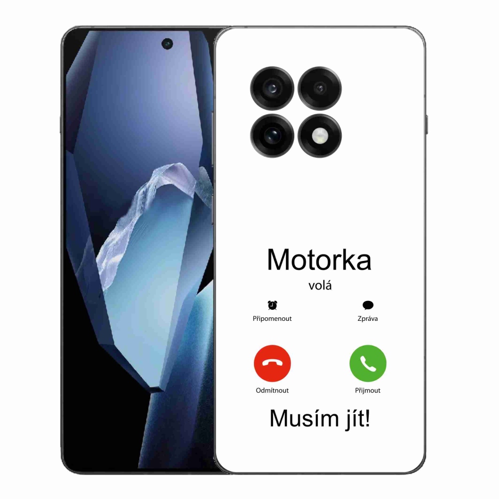 Gelový kryt mmCase na One Plus 13R - motorka volá bílé pozadí