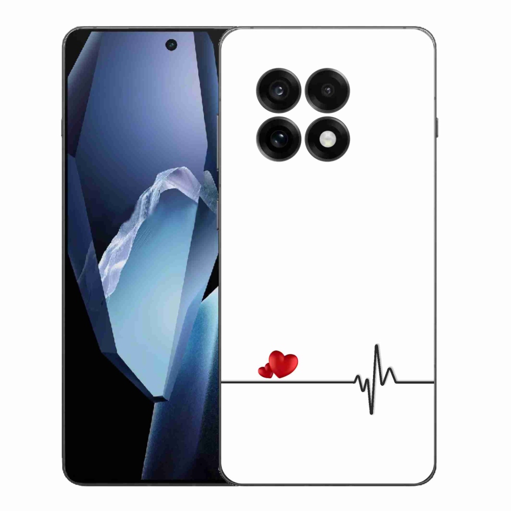 Gelový kryt mmCase na One Plus 13R - srdce a tep bílé pozadí