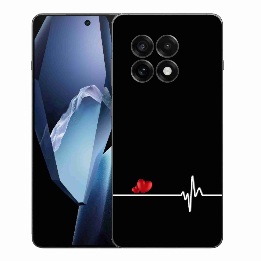 Gelový kryt mmCase na One Plus 13R - srdce a tep černé pozadí