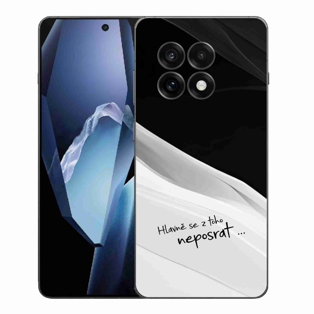 Gelový kryt mmCase na One Plus 13R - vtipný text 13 bíločerné pozadí