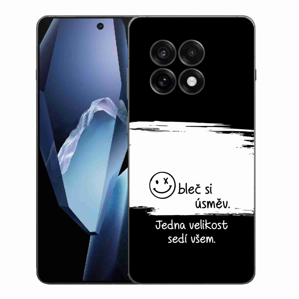 Gelový kryt mmCase na One Plus 13R - vtipný text 8 bíločerné pozadí