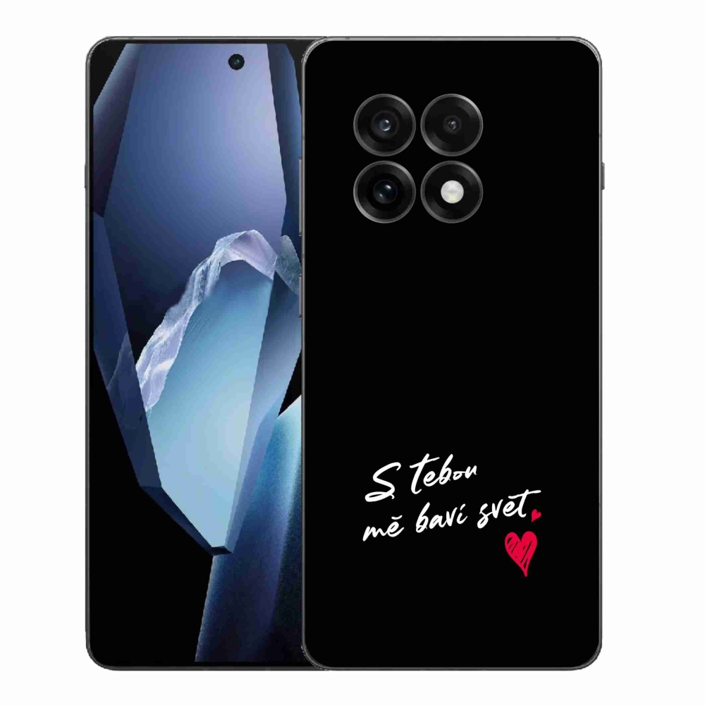 Gelový kryt mmCase na One Plus 13R - zamilovaný text 1 černé pozadí