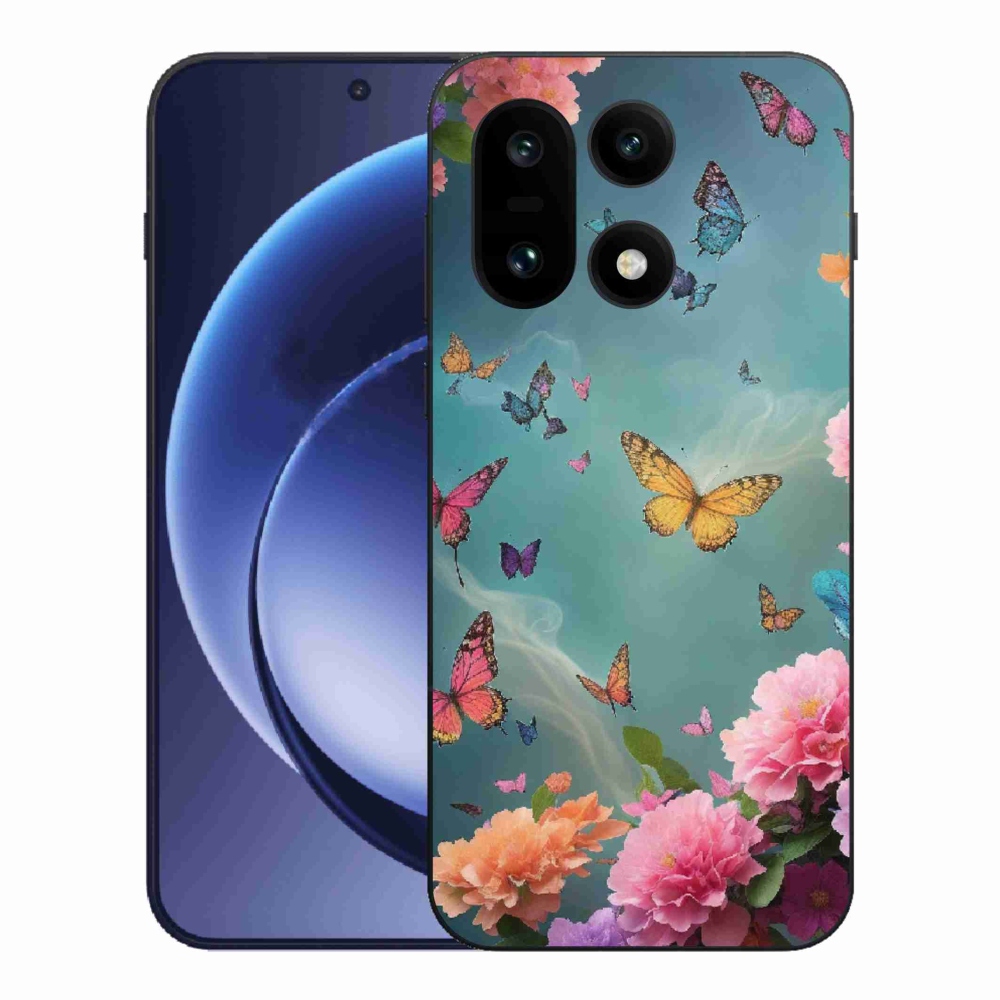 Gelový kryt mmCase na One Plus 15 - barevné květy a motýli