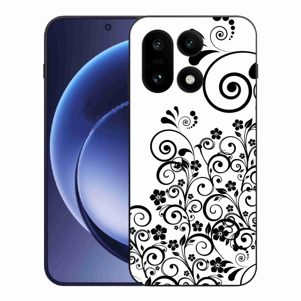 Gelový kryt mmCase na One Plus 15 - černobílé květinové vzory