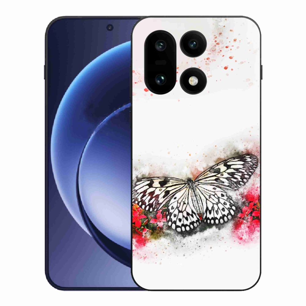 Gelový kryt mmCase na One Plus 15 - černobílý motýl