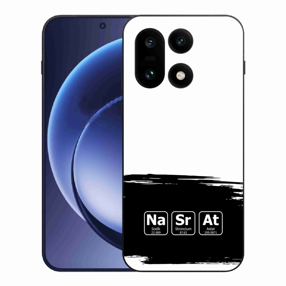 Gelový kryt mmCase na One Plus 15 - chemické prvky černobílé pozadí
