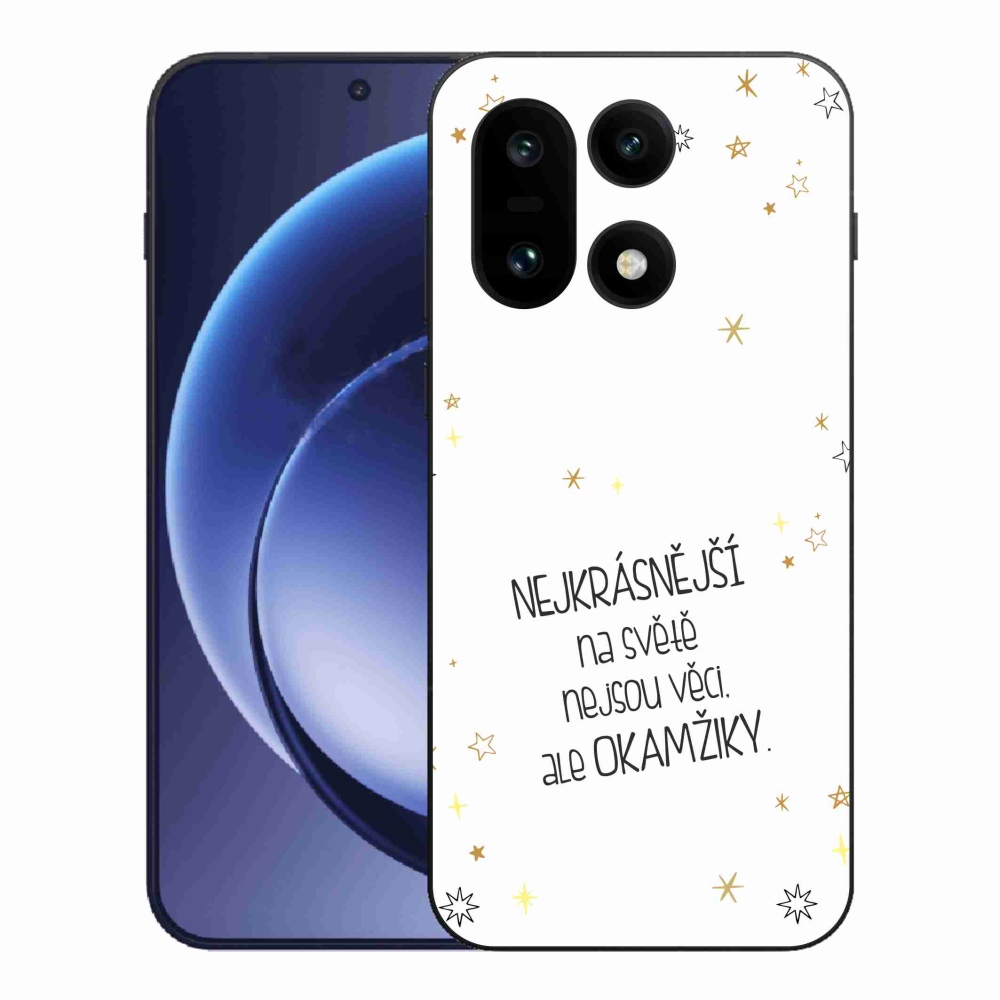 Gelový kryt mmCase na One Plus 15 - citát 4 bílé pozadí