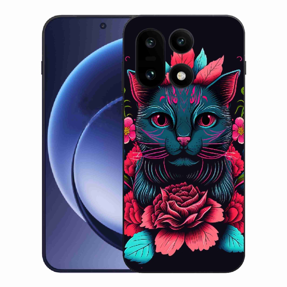 Gelový kryt mmCase na One Plus 15 - květiny a kočka