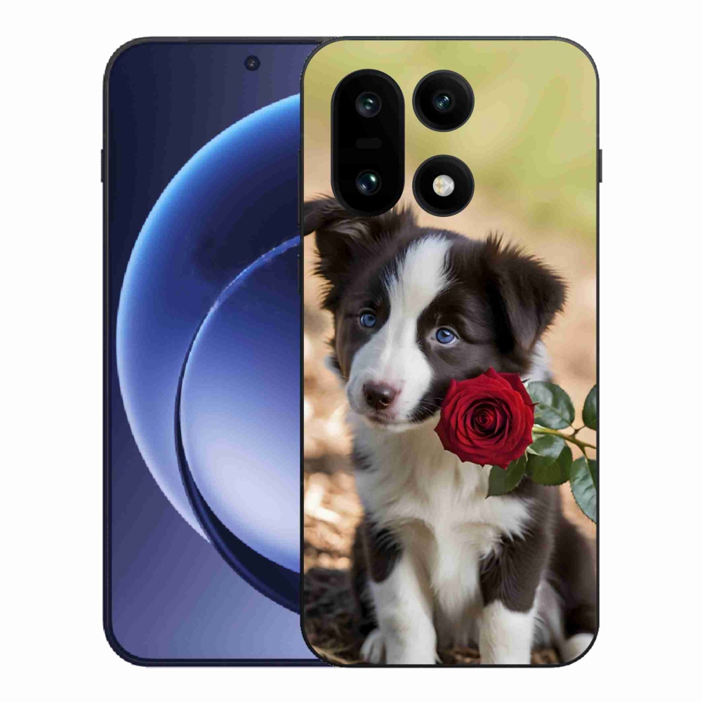 Gelový kryt mmCase na One Plus 15 - roztomilá border kolie s růží