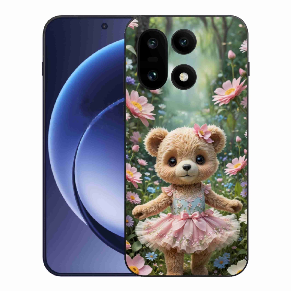 Gelový kryt mmCase na One Plus 15 - roztomilý medvídek v květinách