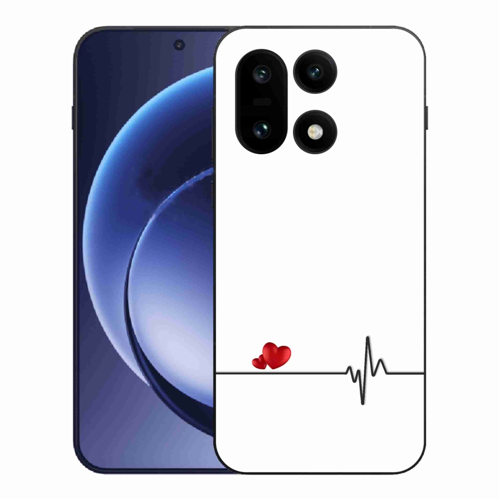 Gelový kryt mmCase na One Plus 15 - srdce a tep bílé pozadí