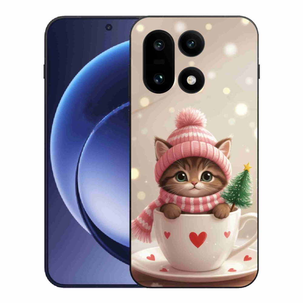 Gelový kryt mmCase na One Plus 15 - vánoční kotě v hrnku