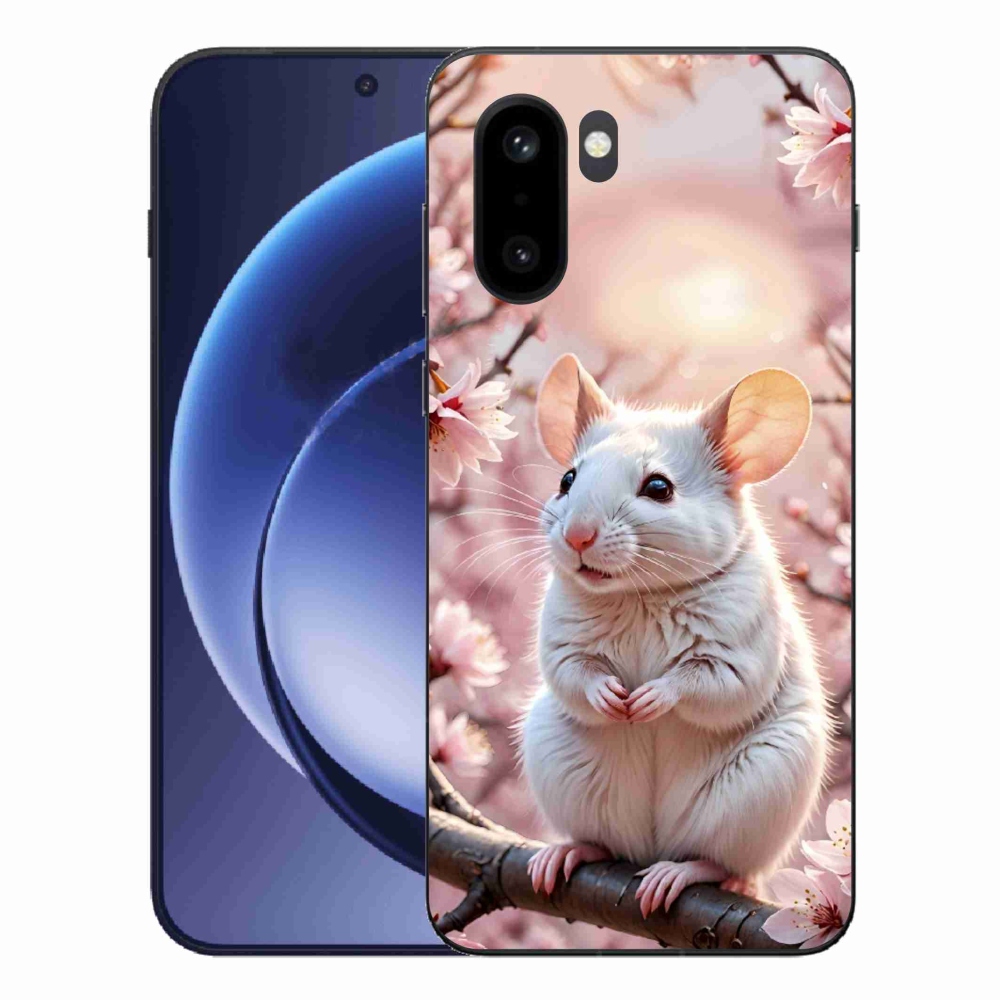 Gelový kryt mmCase na One Plus 15R - bílá myš na větvi