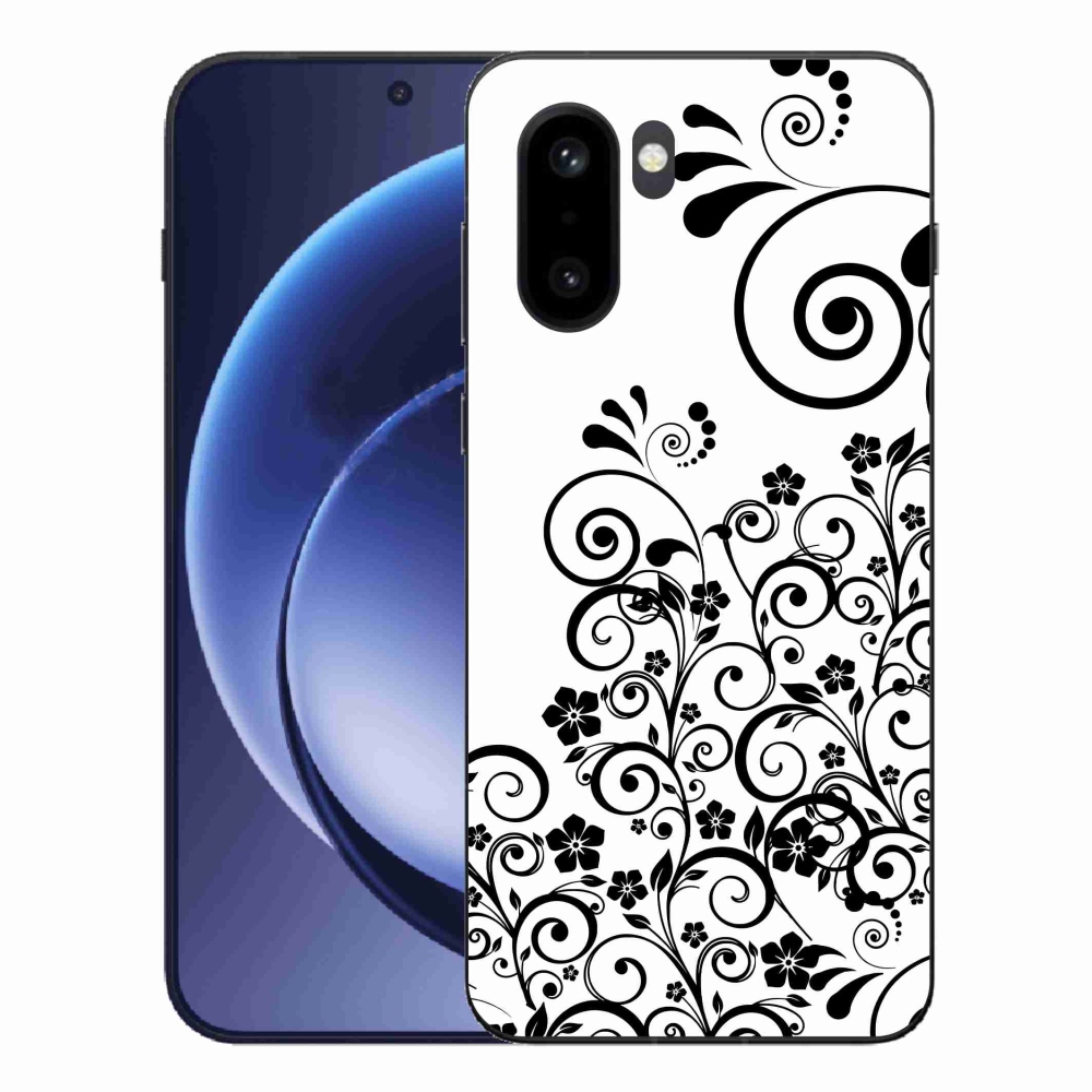 Gelový kryt mmCase na One Plus 15R - černobílé květinové vzory