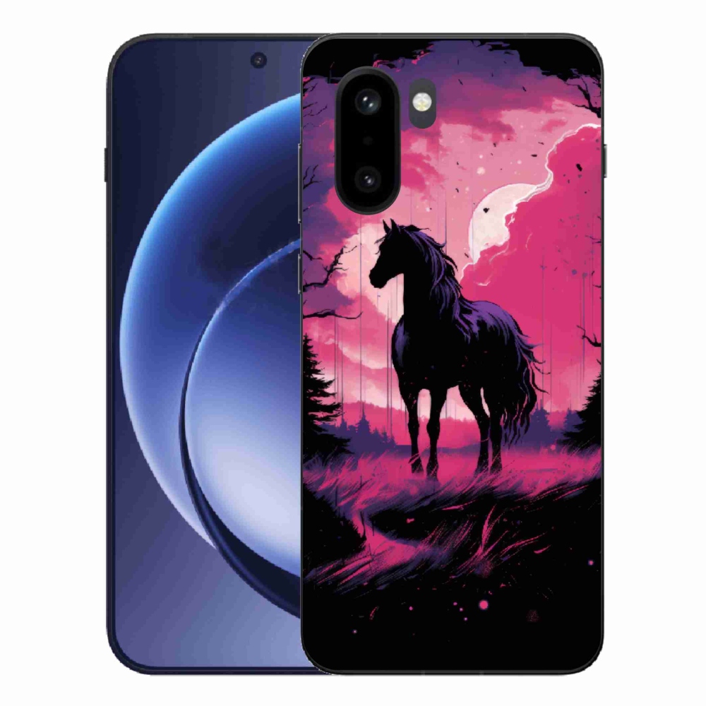 Gelový kryt mmCase na One Plus 15R - černý kreslený kůň 1