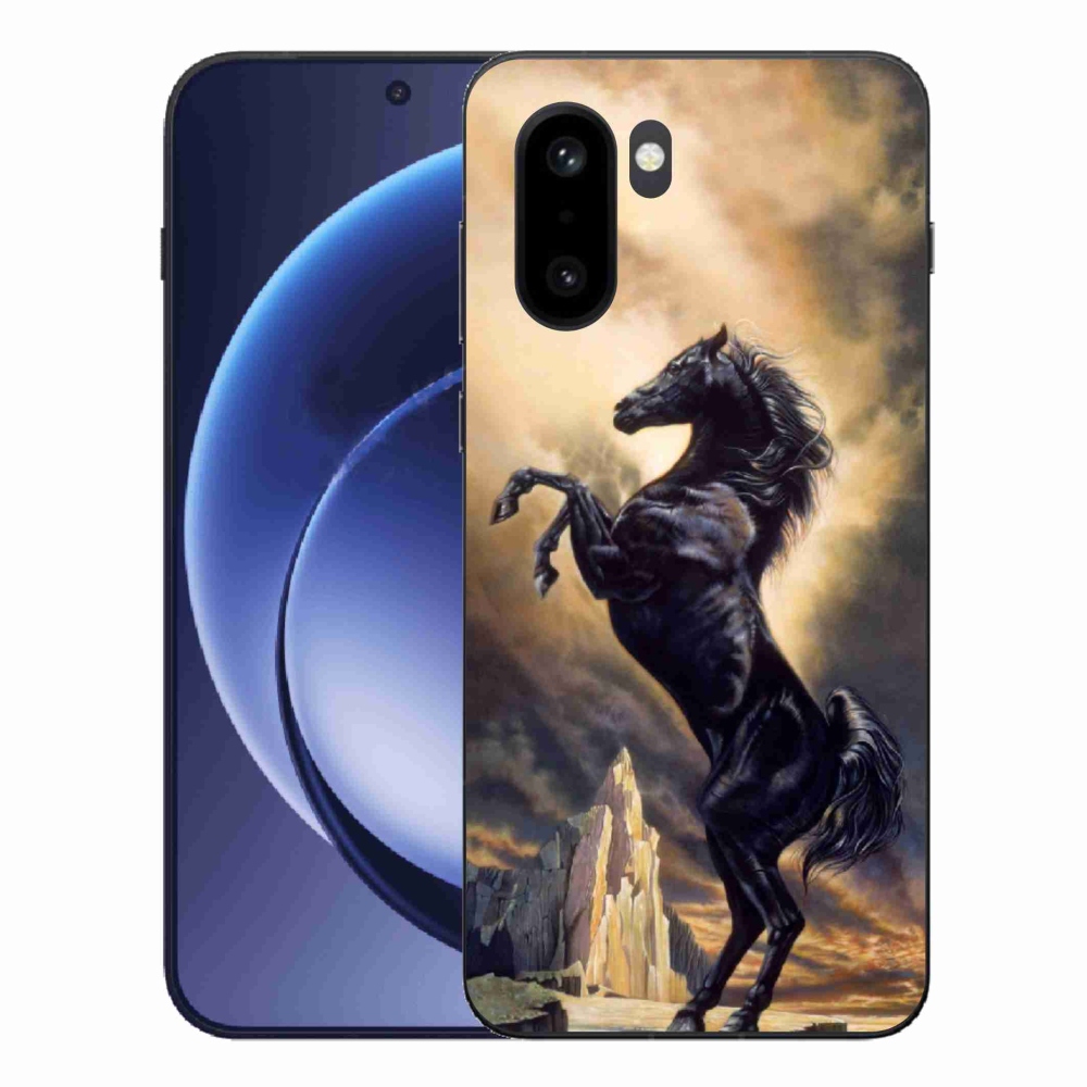 Gelový kryt mmCase na One Plus 15R - černý kreslený kůň