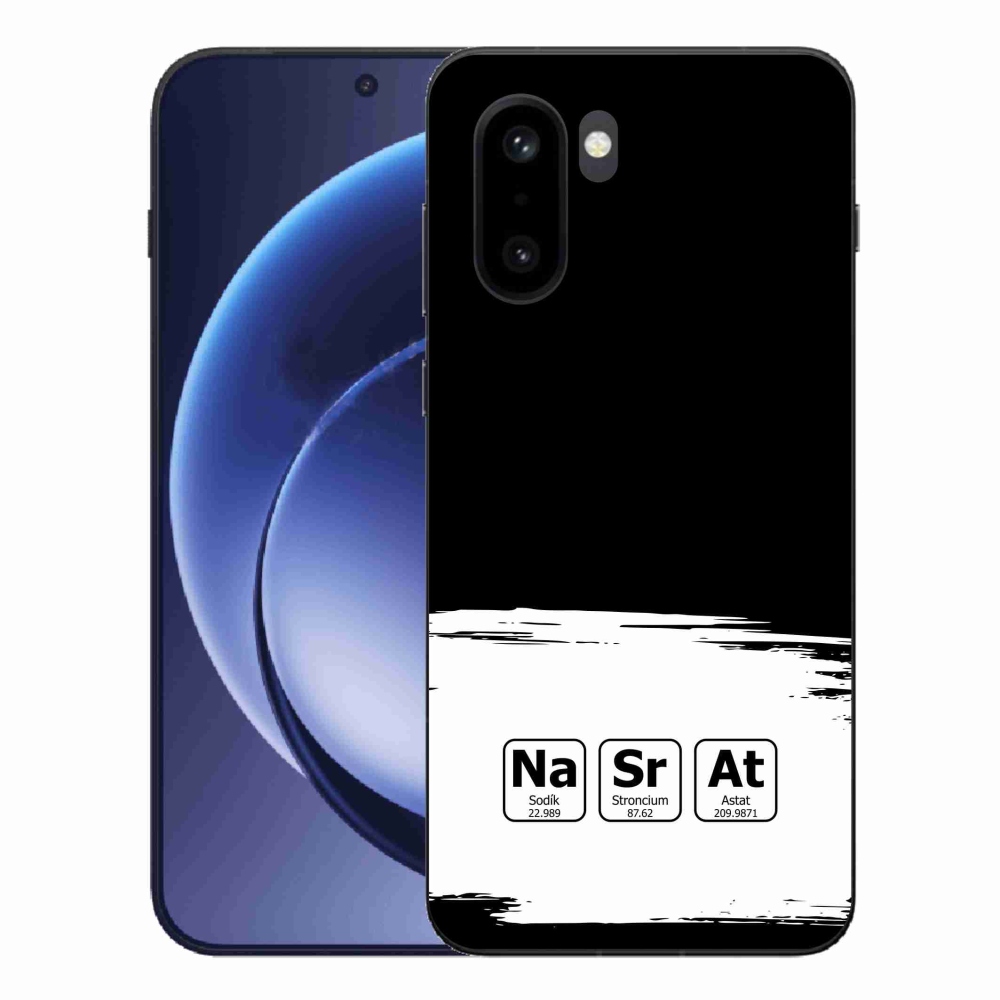 Gelový kryt mmCase na One Plus 15R - chemické prvky bíločerné pozadí