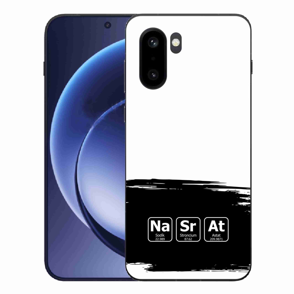 Gelový kryt mmCase na One Plus 15R - chemické prvky černobílé pozadí