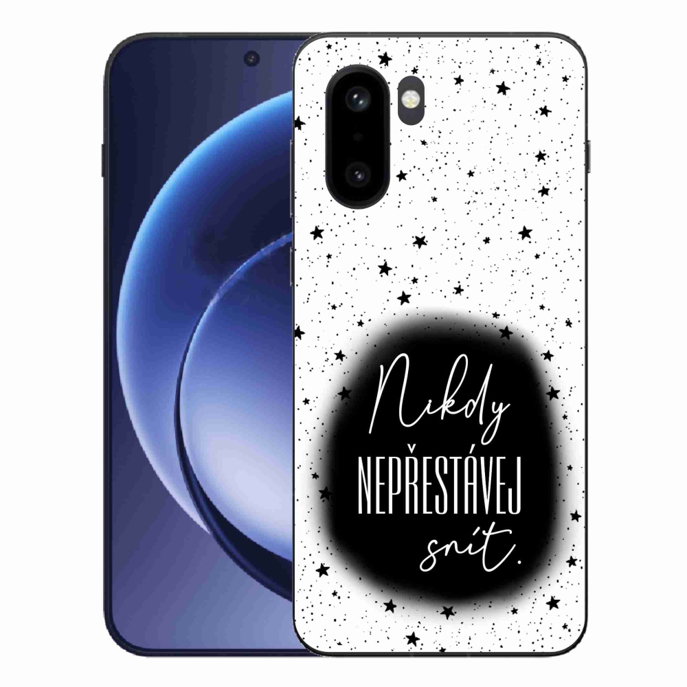 Gelový kryt mmCase na One Plus 15R - citát 1 černobílé pozadí